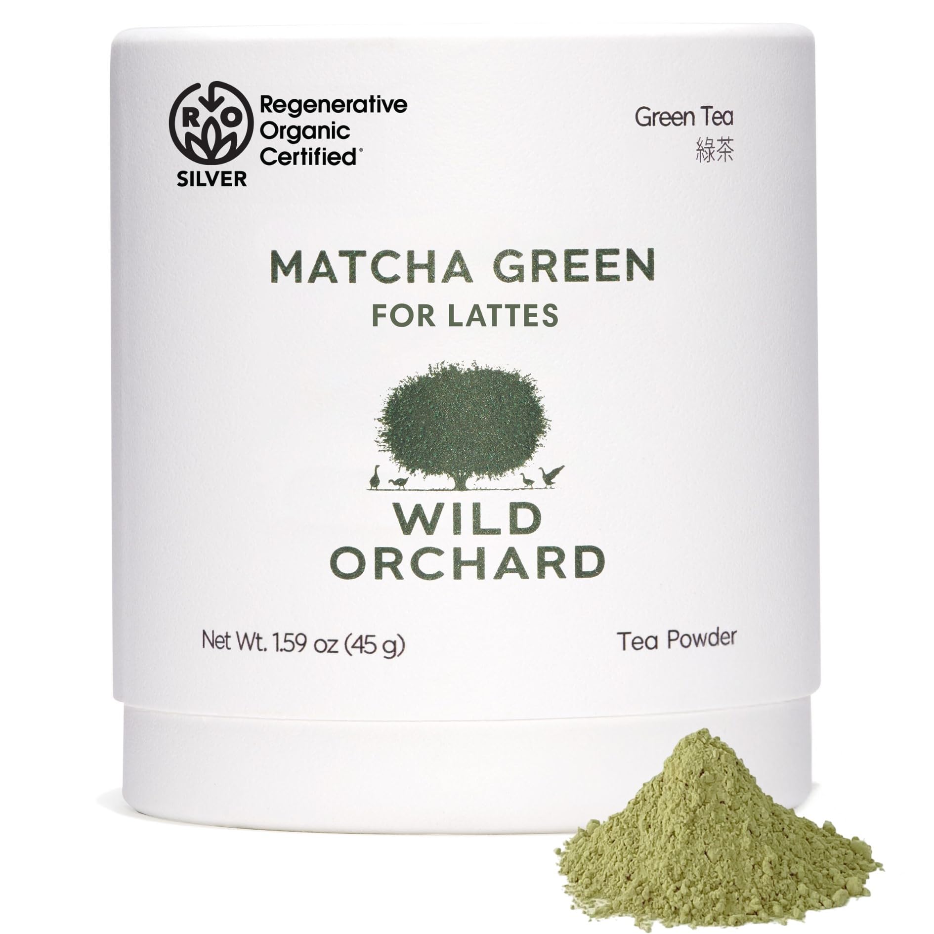 Wild Orchard Matcha Green for Lattes from Jeju Island - Premium Tea - 100% Regenerative Organic Certified - Premium Grade Matcha Green Tea Powder