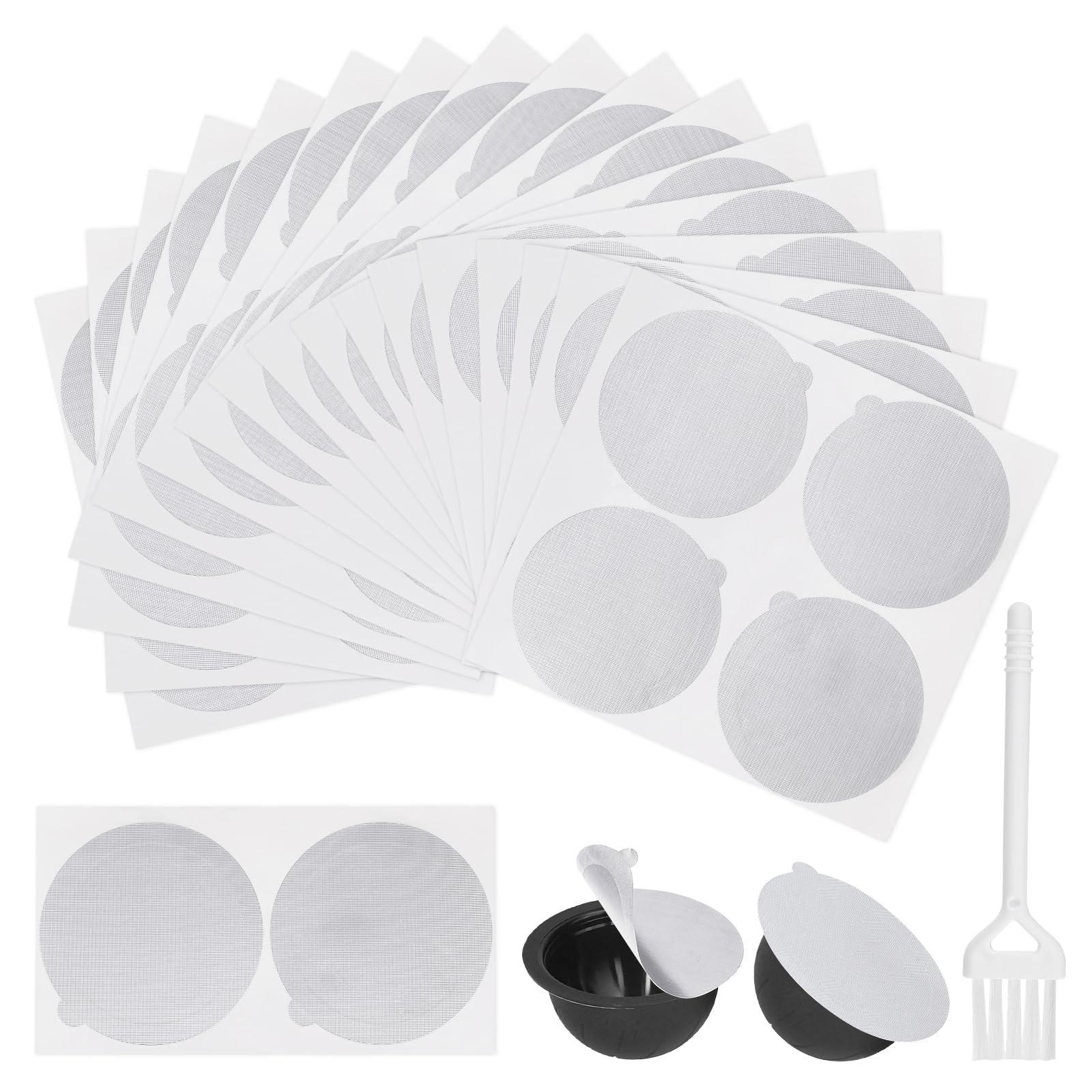 SIWOKJJO 70Pcs 60mm Aluminum Foil Seal Lids, Coffee Pod Seals with Brush