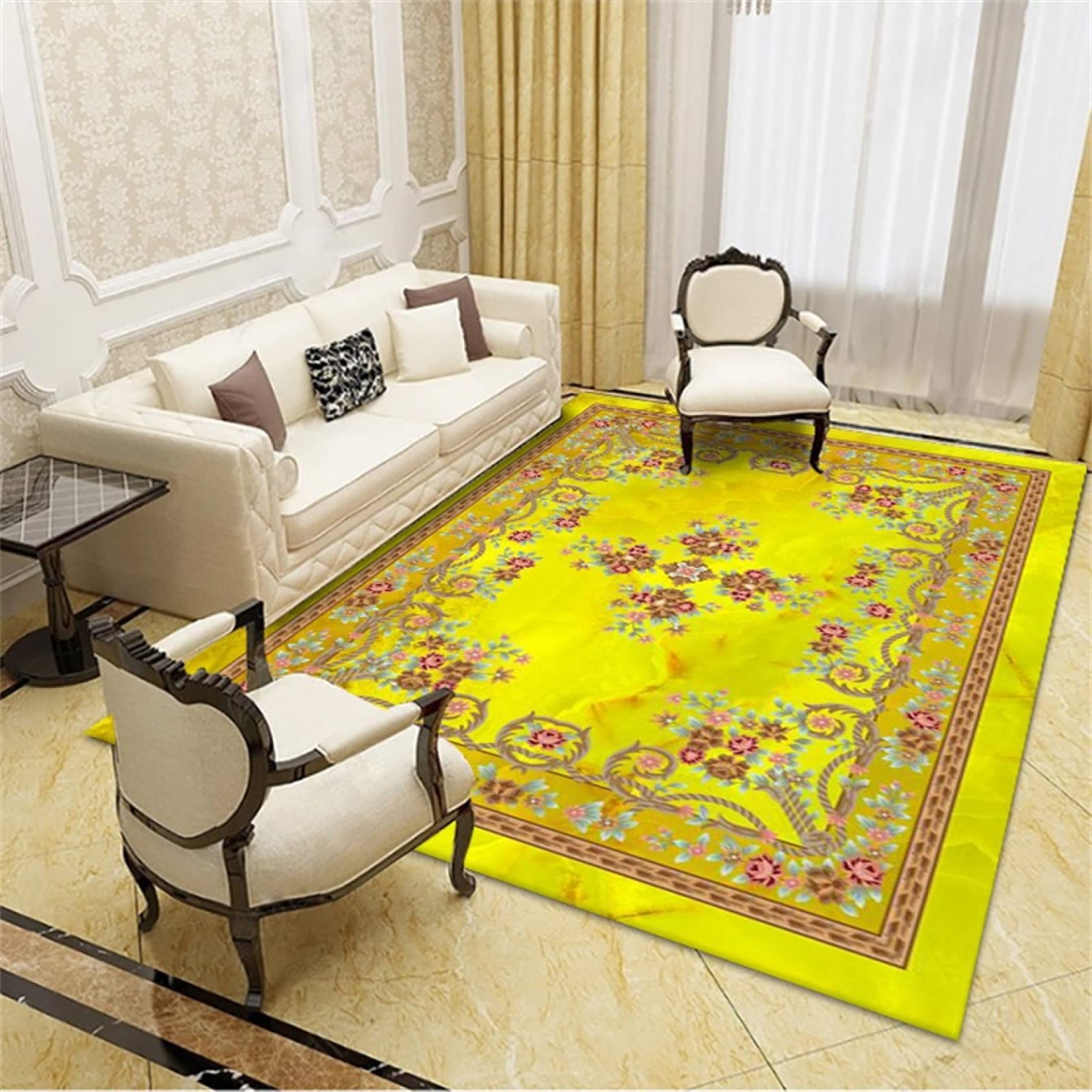 Tapis dessin jaune 180x280cm pour illuminer votre déco de chambre et salon