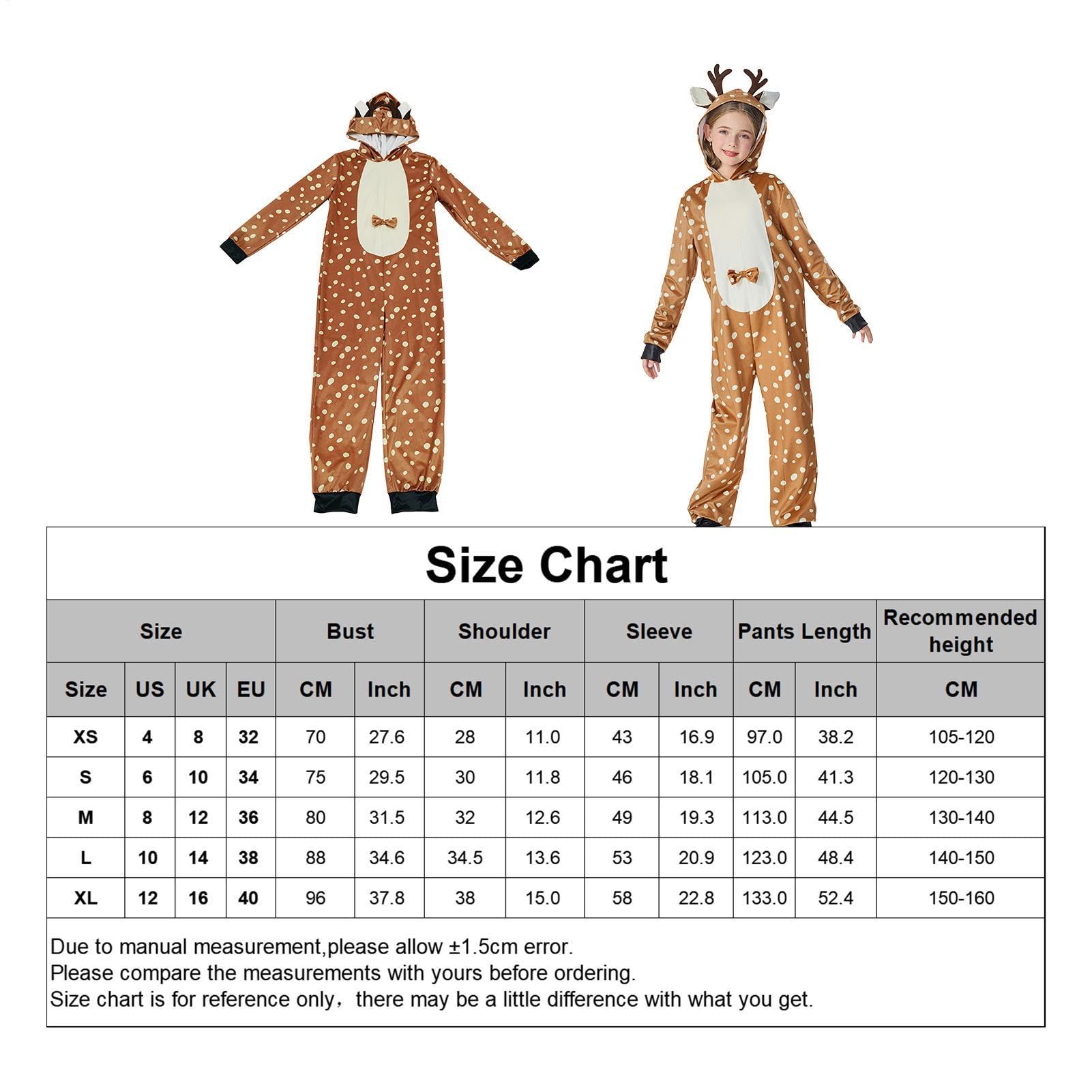 Costume da cervo per bambini, unisex, con cappuccio, per feste di Natale