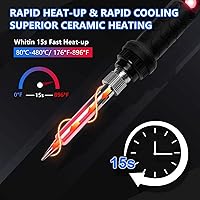 Vista 3 de Kit de soldador de 60 W y 110 V, temperatura ajustable, con puntas de hierro, soporte, esponja, alambre para soldar