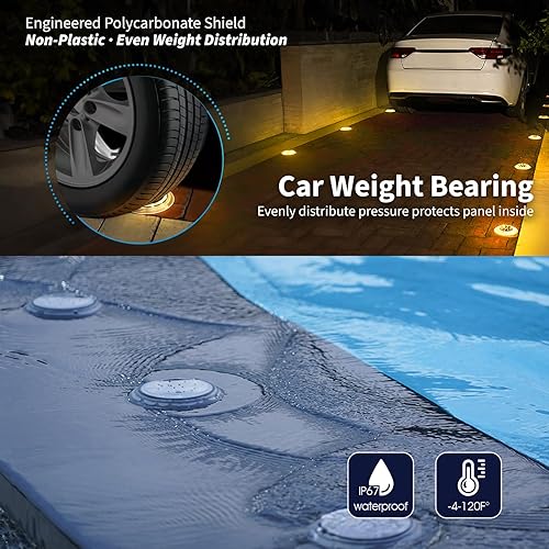 Miniatura 2 de Luces solares para muelle, 48 LED súper brillantes, luz de disco para entrada de coche, impermeable, para exteriores, perfil bajo, antitropiezos y