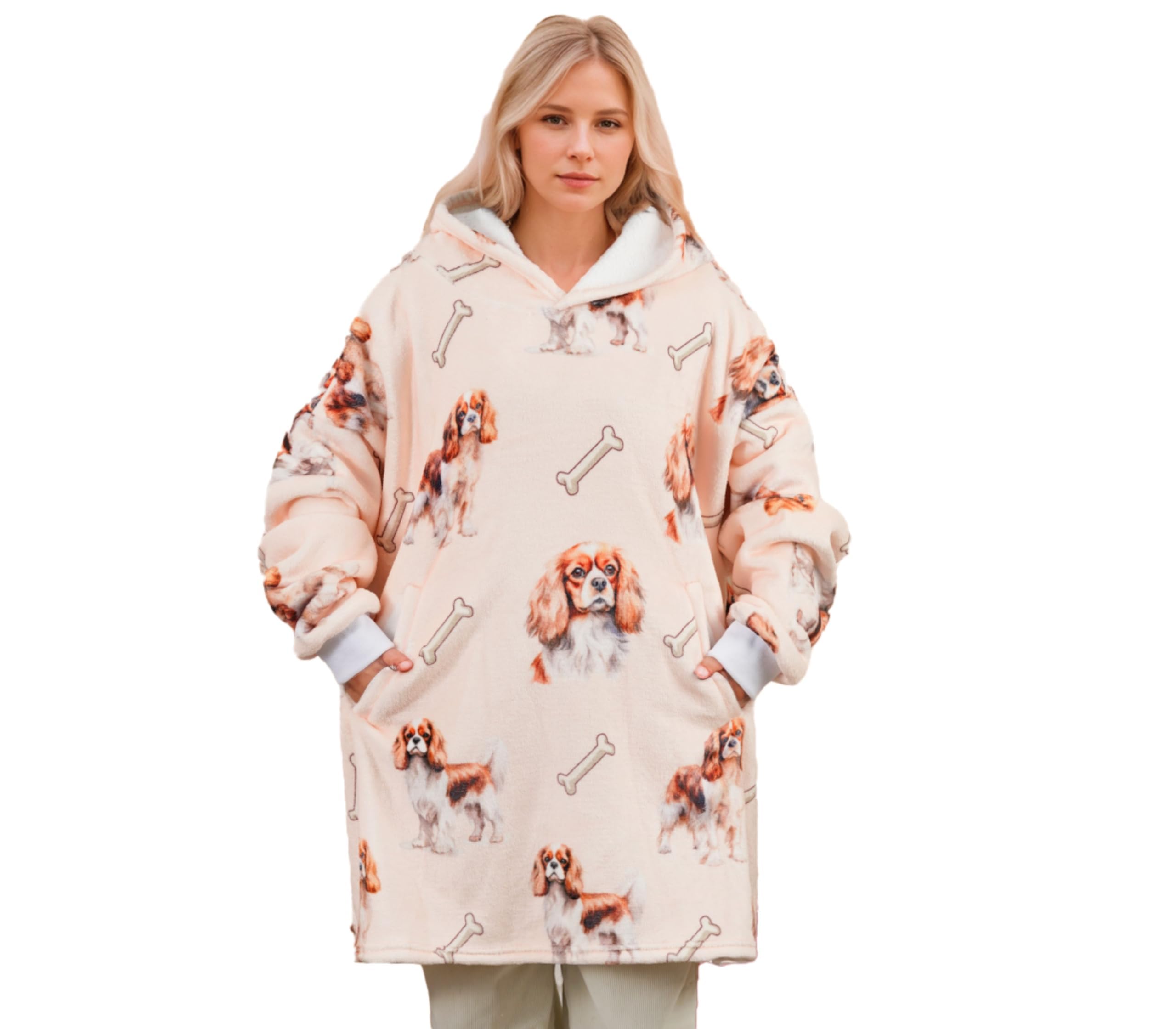 Huglanket Cavalier King Charles Dog Gifts, Blanket Hoodie for Cavalier King Charles Dog Lovers, Gift Ideas for Christmas, Birthday, Mother's Day