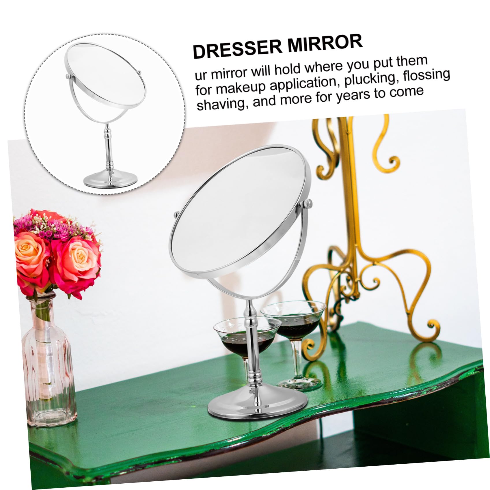 Beaupretty Espejo De Maquillaje De Doble Cara Luz Giratorio y Simple Aumento para Mujer