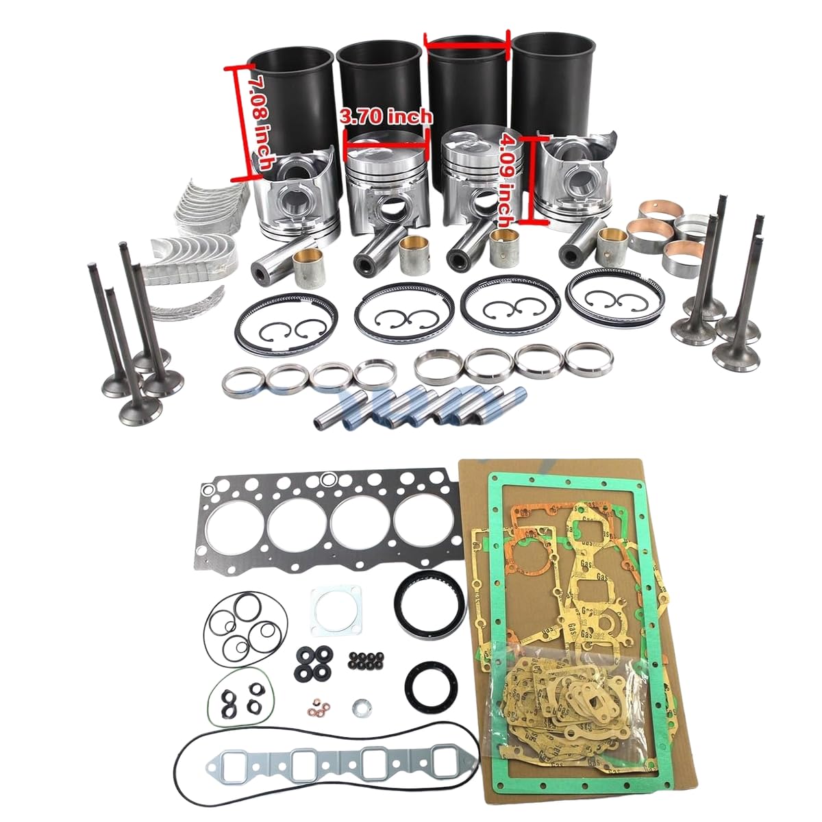 4D95 Engine Overhaul Rebuild Kit Piston Liner Kit with Gasket Kit for Komatsu 4D95 4D95S 4D95K 4D95L 4D95S-W-1G 4D95S-W-1G Engine PC60-5/6/7 PC75UU-1 Excavator Engine Rebuild Parts