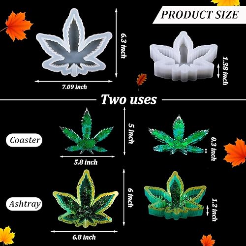 Miniatura 2 de Molde de silicona de hoja de arce, molde de resina de silicona, bandeja grande de silicona, molde de fundición de resina, arte epoxi para posavasos