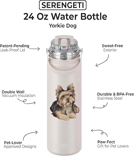 Miniatura 119 de E&S Pets SERENGETI - Botella de agua de acero inoxidable de 24 onzas con tapa a prueba de derrames, doble pared aislada al vacío, impresión 3D