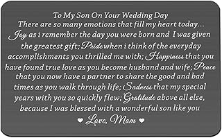 Lywjyb Birdgot Son Wedding Gift from Mom Son Gifts To My Son Gift Mom to Son Gifts Touching Mother to Son Poem Gift Son Wedding Gift from Parents Wallet Cards Gift (To Son Wedding Day card black)