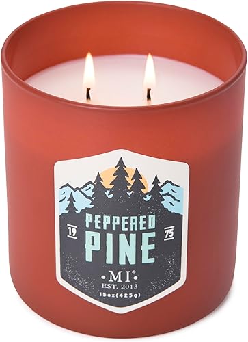 Miniatura 3 de Manly Indulgence Vela perfumada en tarro para hombres, 2 mecha de algodón, colección All American, rojo, 15 onzas, hasta 60 horas de combustión,