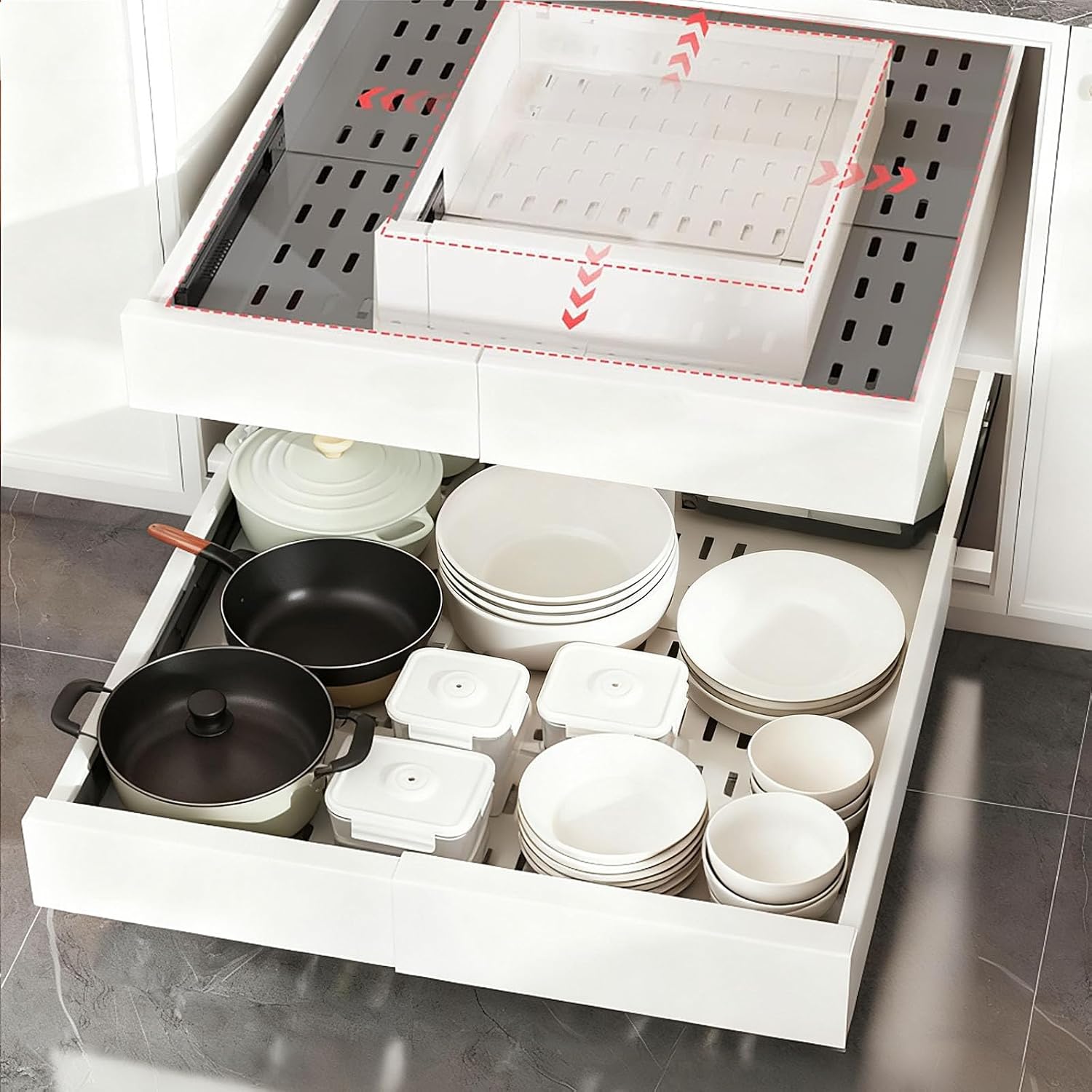 2 Pack Expandable Pull Out Cabinet Organizer,Slide Out Drawers for ...
