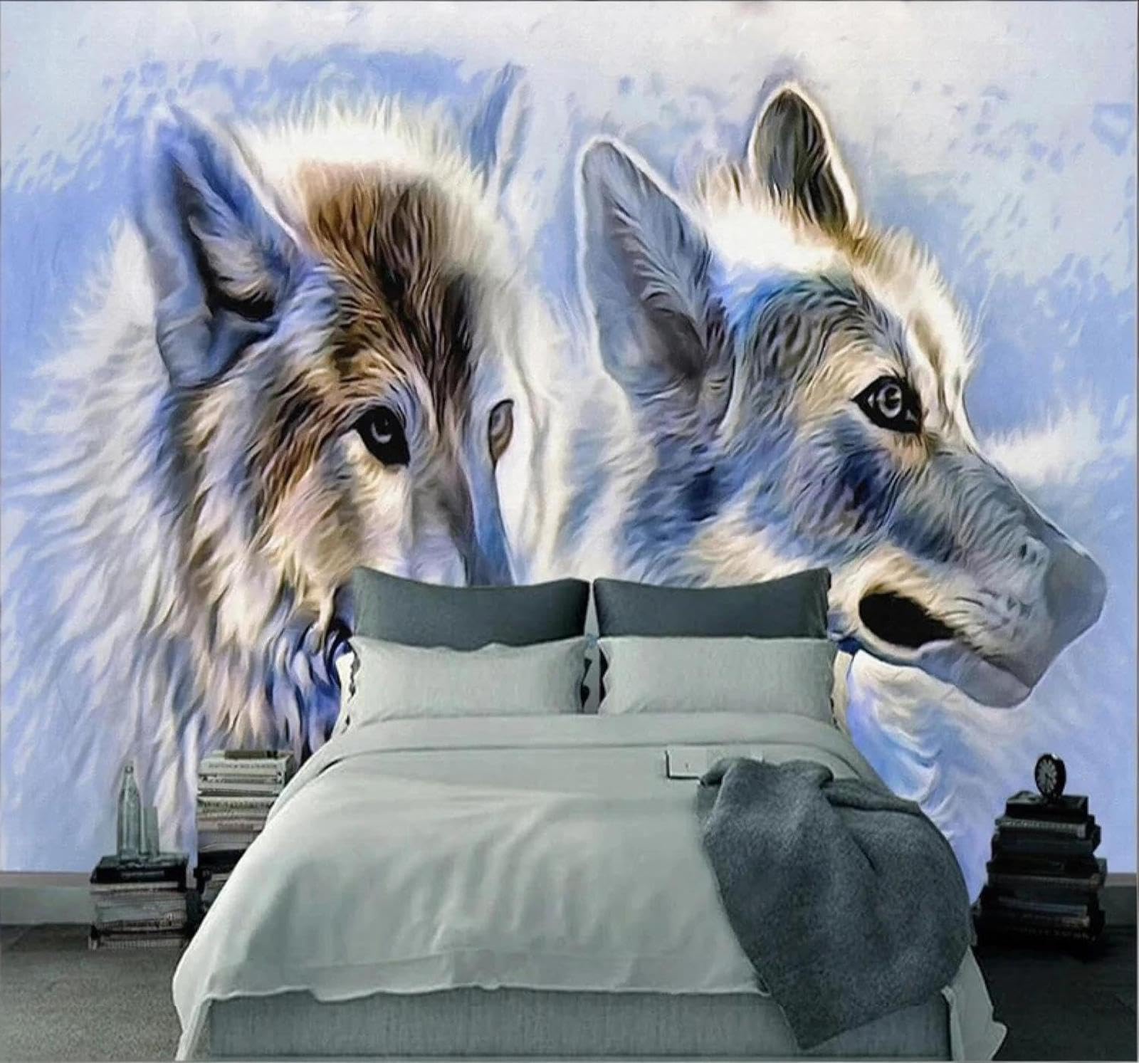 XLMING Hand Painted Watercolour Animals Wolf Art 3D Wallpaper Luxury Home Dining Decor Paste Sofa Living Room The Wall for Bedroom Mural-430cm×300cm