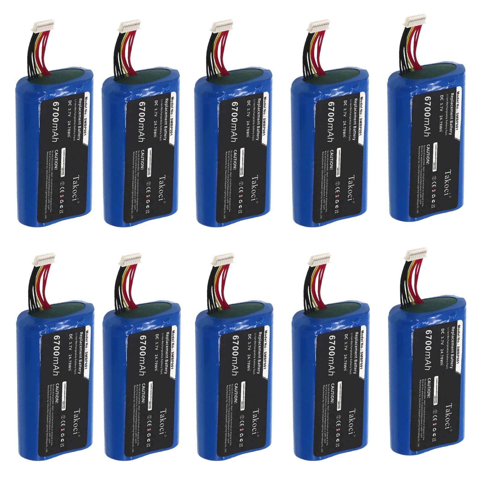 Youejoeq (10pcs) SMBP001 Replacement Battery 3.7V 6700MAH for Sun'mi V1s P1 4G W6900 POS Terminal