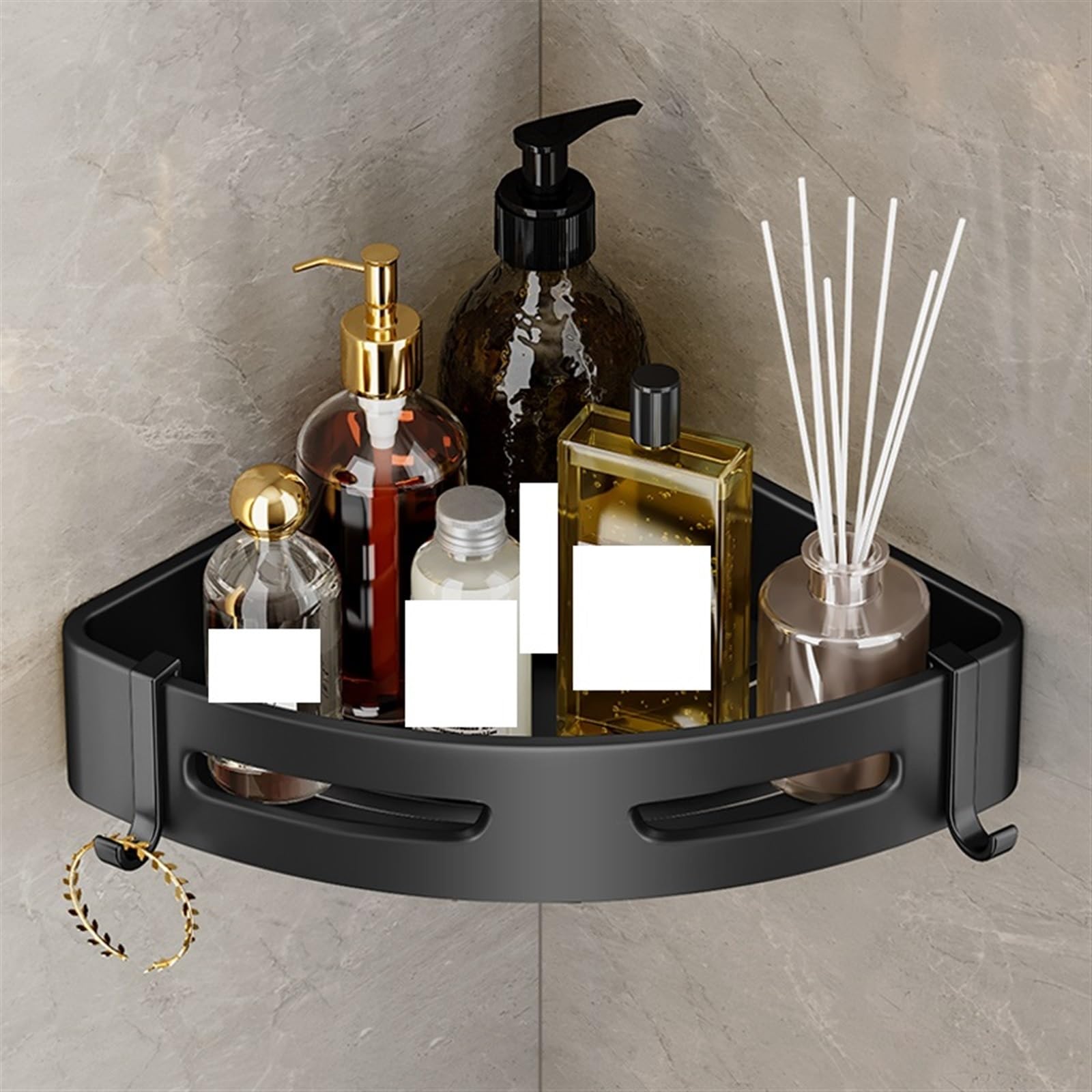 LuoAXINN Bathroom Shelf Bathroom Shelf Corner Space Aluminum Triangle Basket Shower Room Storage Rack Wall Mounted
