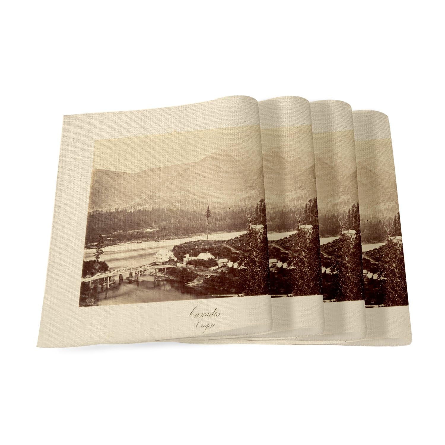 Sets de table en lin premium Oregon vintage noir & blanc grand format 40x28,5 cm d'exception