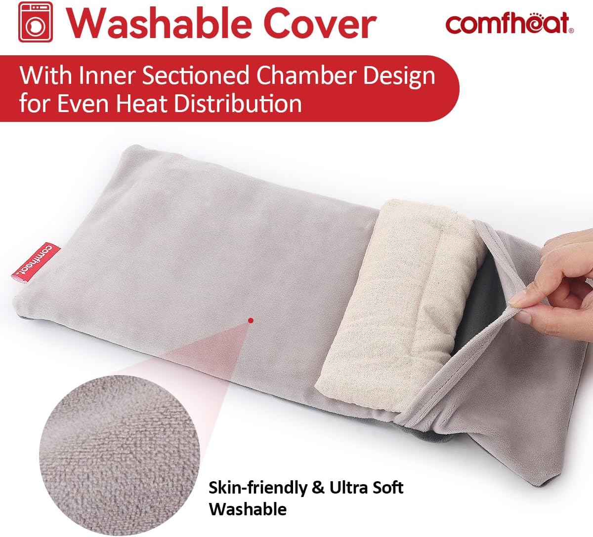 Microwave Heating pad with Washable Cover 16.2 * 6.7" Moist Heat Pad for Neck Shoulder, Cramps, Back Pain Relief, Microwavable Warm Compress Hot Pack Bag for Muscles, Joints, Lavender Scent