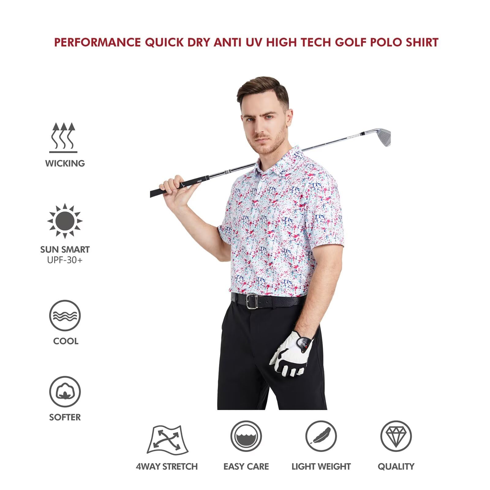 Camisas de golf de manga corta para hombre, absorben la humedad, ajuste seco, estampadas, atléticas, informales, para hombre