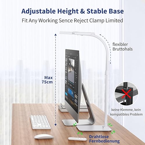 Miniatura 5 de Lámpara de escritorio Arquitecto Tarea de doble cabeza moderna flexible cuello de cisne alta regulable luz para oficina en casa, 5 modos de color,