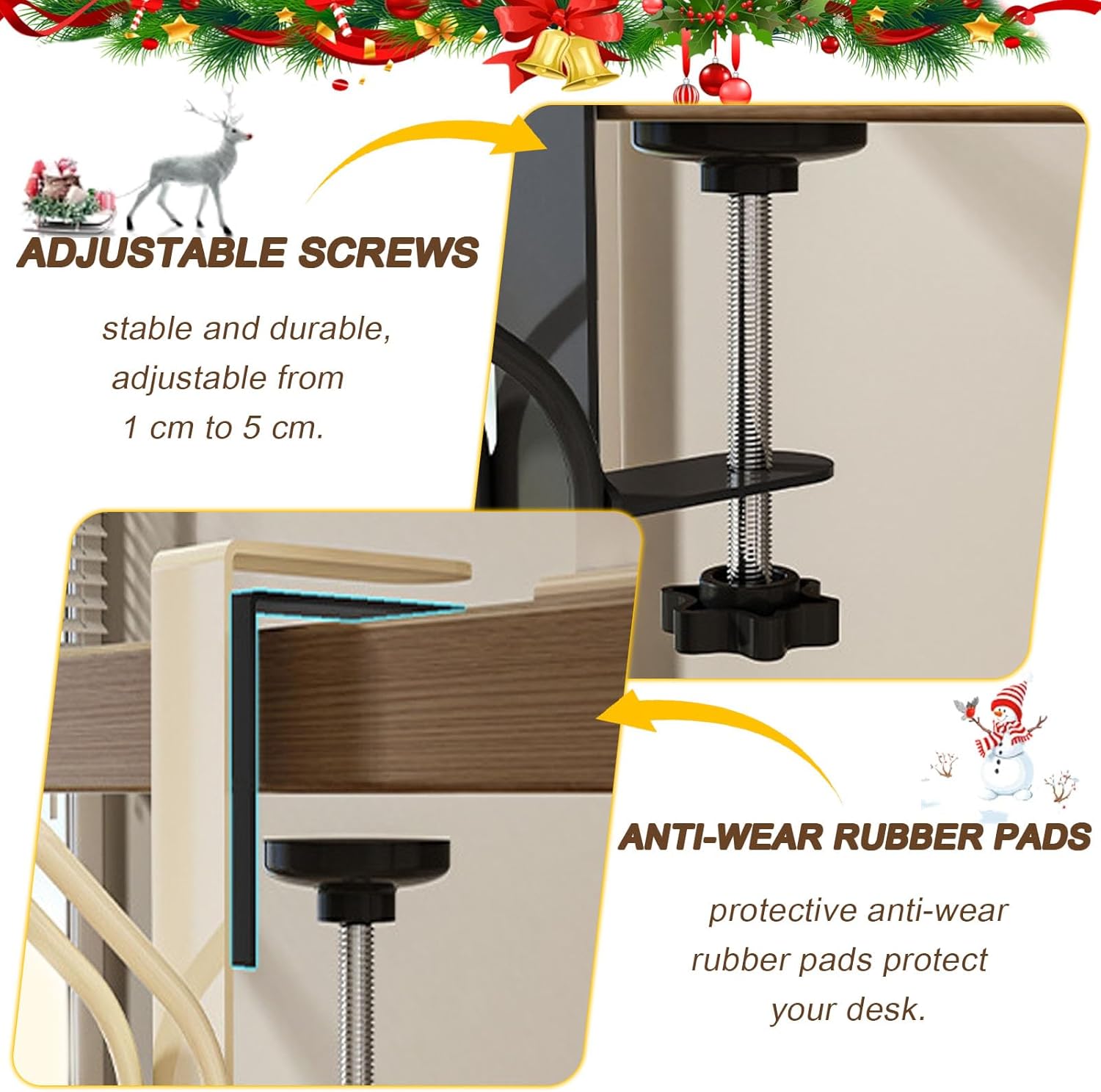 1/2/3/4 Pack Fireplace Garland Hanger - Double-Layer Hook 2 in 1 Garland and Stocking Hanger - No Drilling or Gluing Required for Christmas Decorations,Black,4 pcs