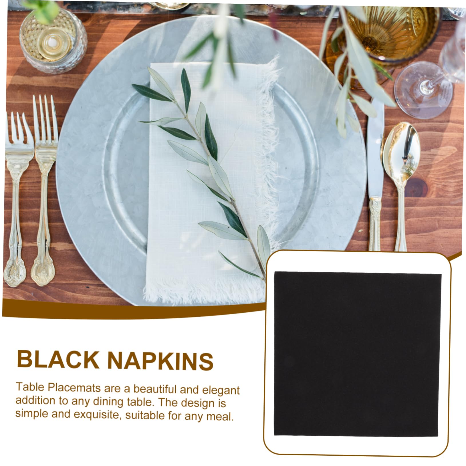 DECHOUS 50pièces Serviettes Papier Noires Jetables pour Mariage Événements Et Restaurants Serviettes Épaisses Et Élégantes