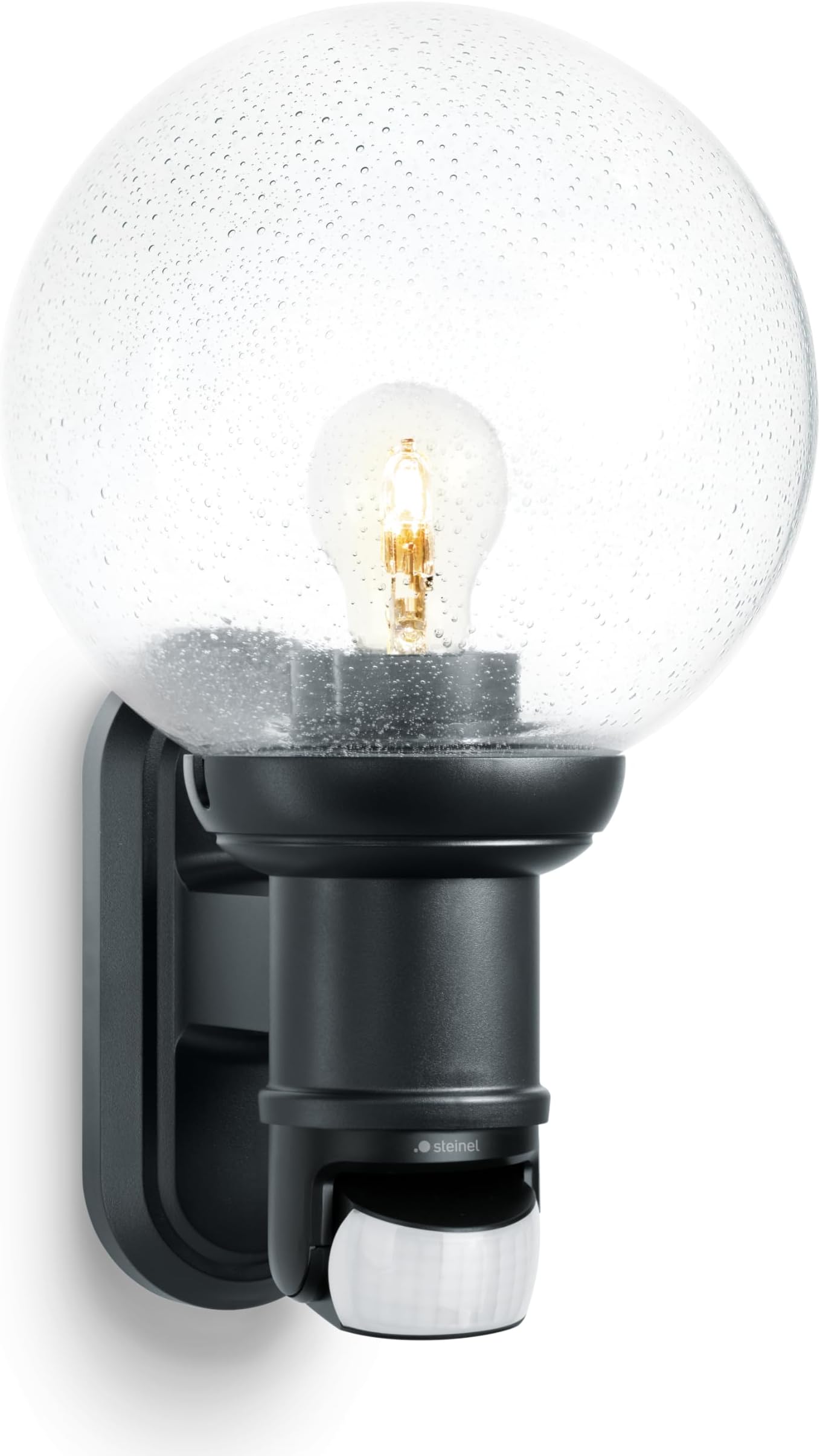 L 560 S black - Sensor switched outdoor light with 180° motion detector and max. 12 m reach, Wall light with max. 60 Watts, Lamp in classic design with motion sensor, 634216