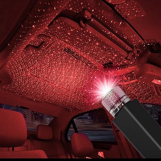 SHIVANTARA Auto Roof Star Projector Lights, USB Portable Adjustable Flexible Interior Car Red Night Lamp Decorations with 