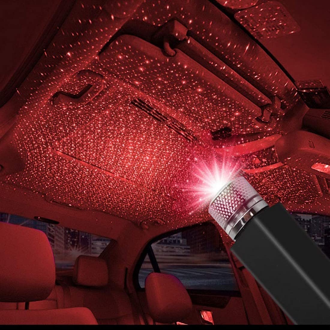 UGU ZONE Auto Roof Star Projector Lights, USB Portable Adjustable Flexible Interior Car Red Night Lamp Decorations with Ro