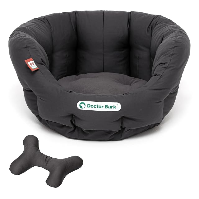 Doctor Bark Cama ortopédica redonda para perros I Donut, gris, 55 x 50 cm