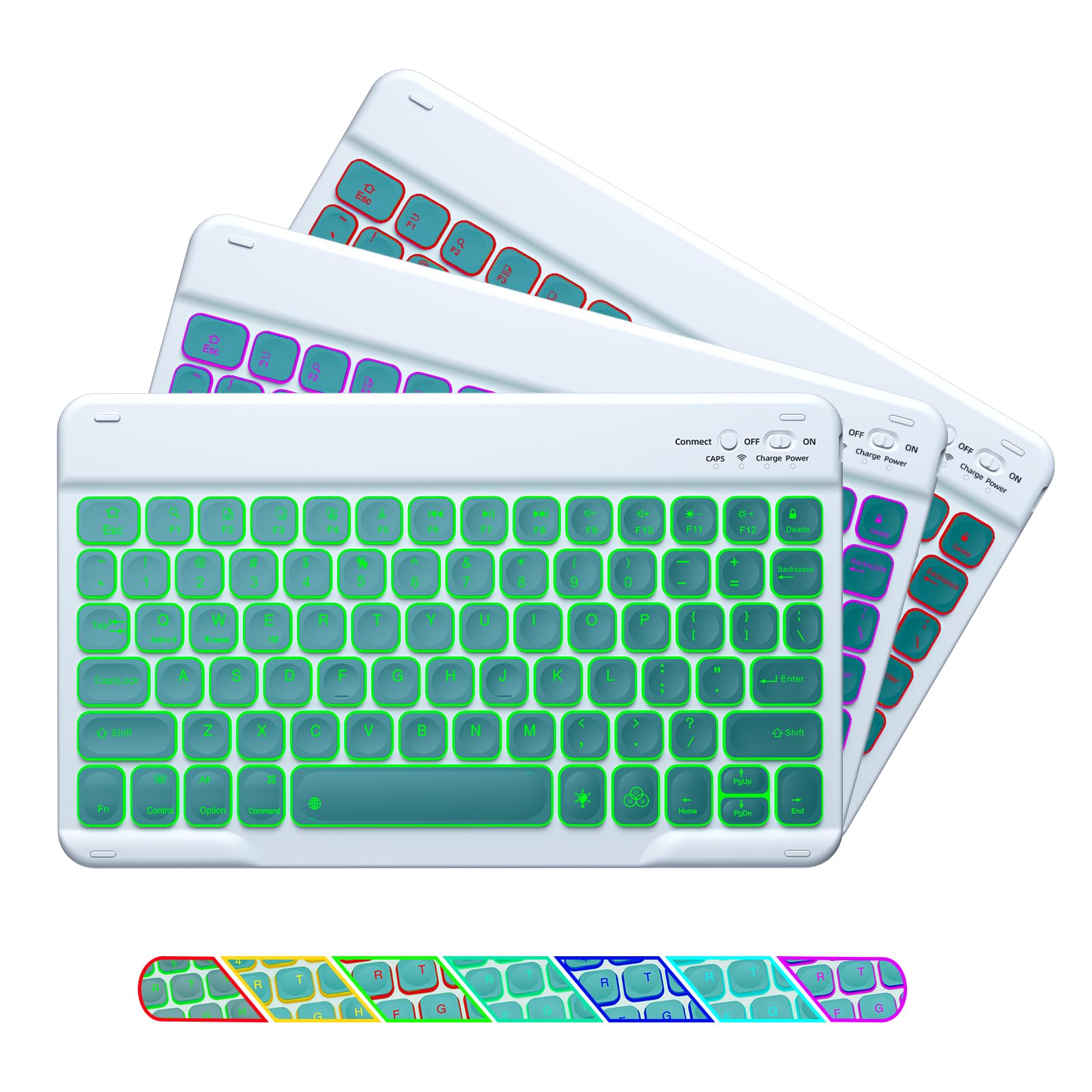 Green,GUPENAA Etui z klawiaturą do Xiaomi Mi Pad 6/6 Pro 11" 2023, 7-kolorowe Podświetlenie, Wbudowany Uchwyt na Ołówek, Magnetyczna Odłączana Bezprzewodowa Klawiatura Bluetooth z Myszką