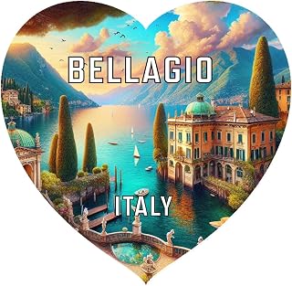 Bellagio Italy Travel Souvenir Destination Heart Shape Vinyl Decal Sticker 4-Inch