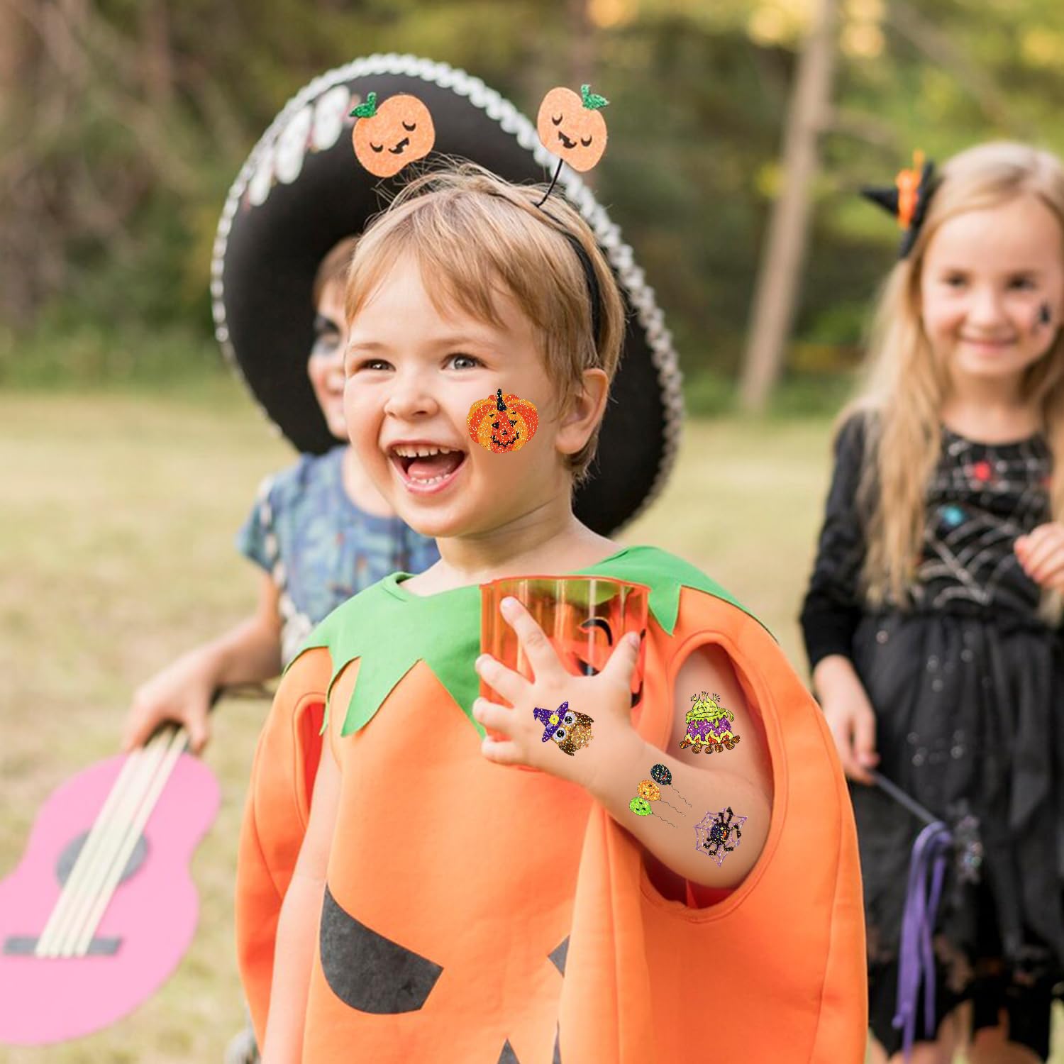 Leesgel Halloween Glitter Tattoos for Kids 50 Non-repetitive Halloween Designs, Waterproof, Suitable for Kids' Activities - Image 4