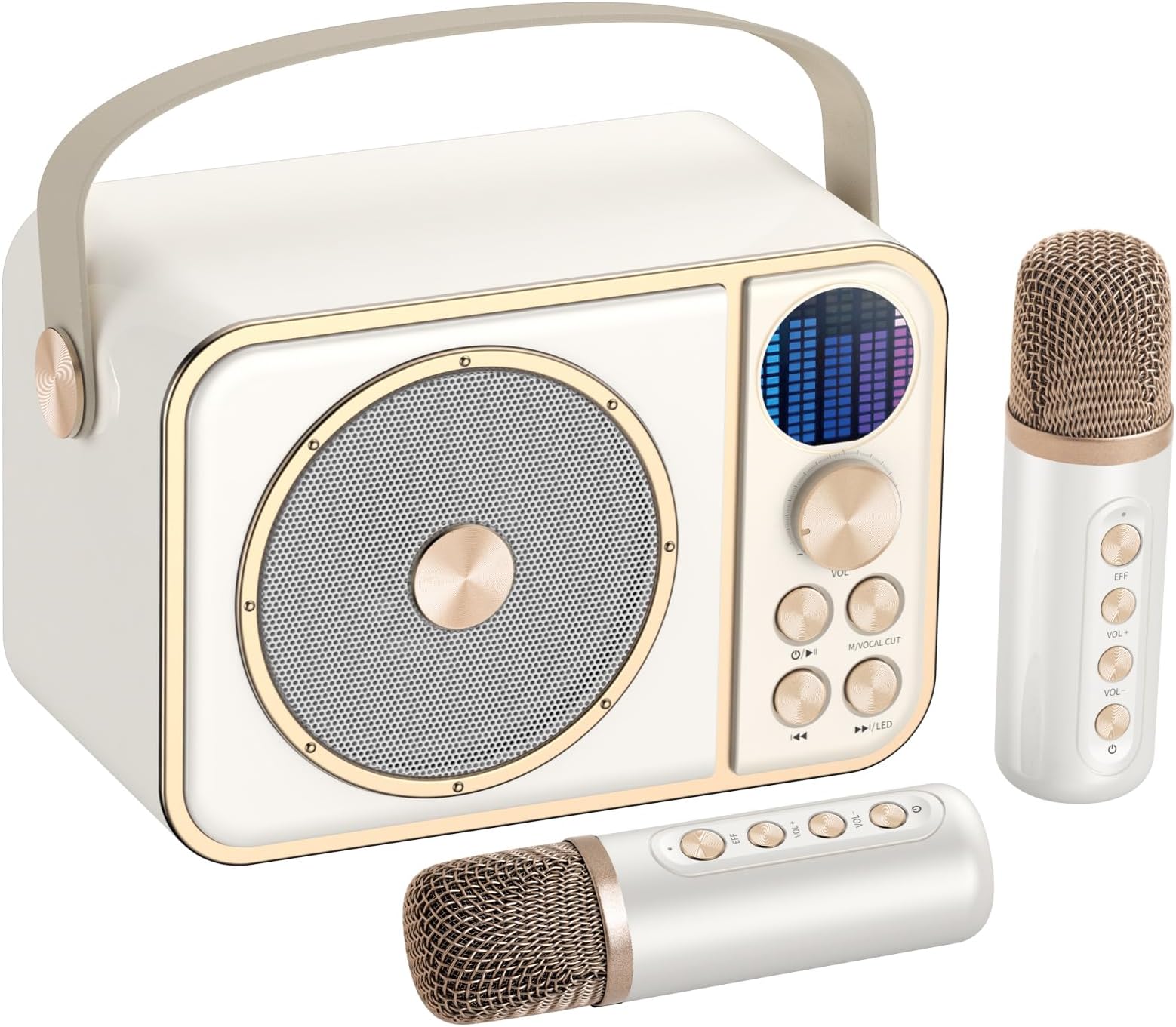 Karaoke-Maschine Mit 2 Mikrofonen - Tragbarer Bluetooth-Lautsprecher Für Kinder - Mit Stimmeffekten & LED-Lichtern