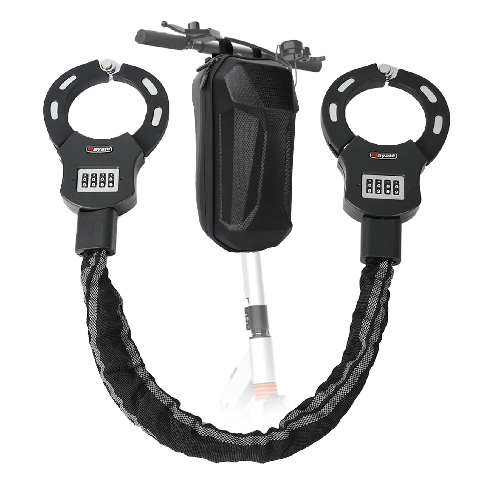 Serrure à menottes avec clé, serrure de haute sécurité pour scooter électrique, scooter électrique, vélo électrique, antivol de vélo avec manchon de verrouillage contre les rayures, sac de suspension