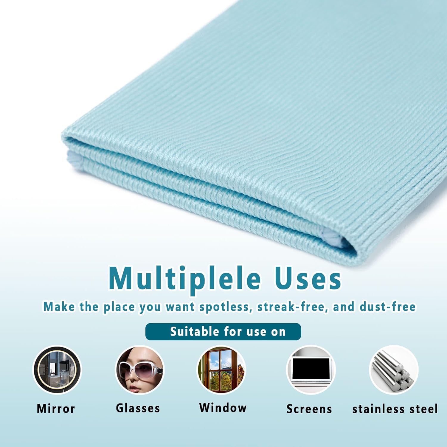 6 Pack Glass Cleaning Cloth Microfiber Cleaning Cloth for Window Eyeglass Jewelry Windshields Mirrors and Stainless Steel (Blue) thumbnail