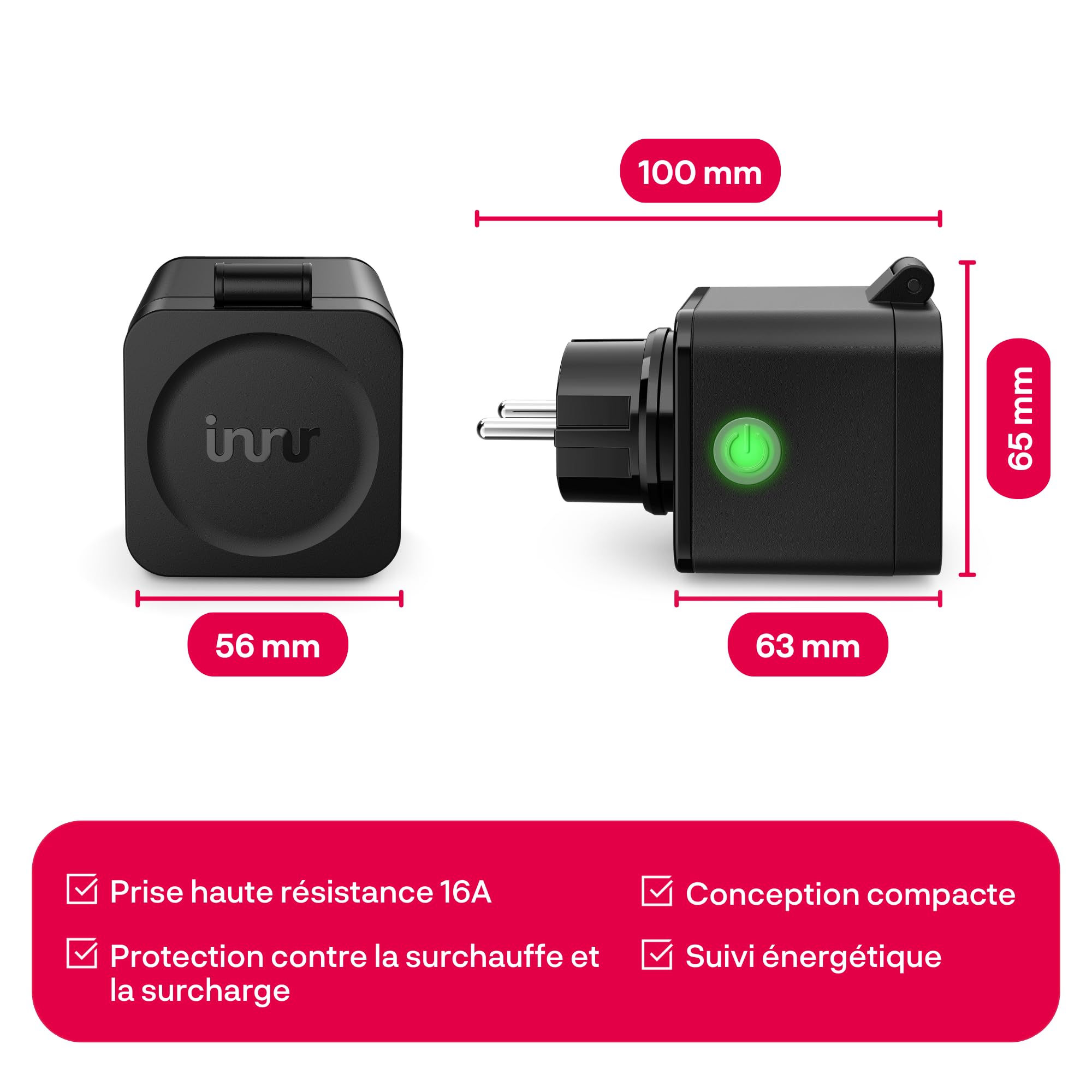 Innr Prise Connectée Zigbee Extérieure, Fonctionne avec Hue* et Alexa, Outdoor Smart Plug, Répéteur Zigbee, Prise Electrique Exterieure, IP54 Étanche - 1 pièce