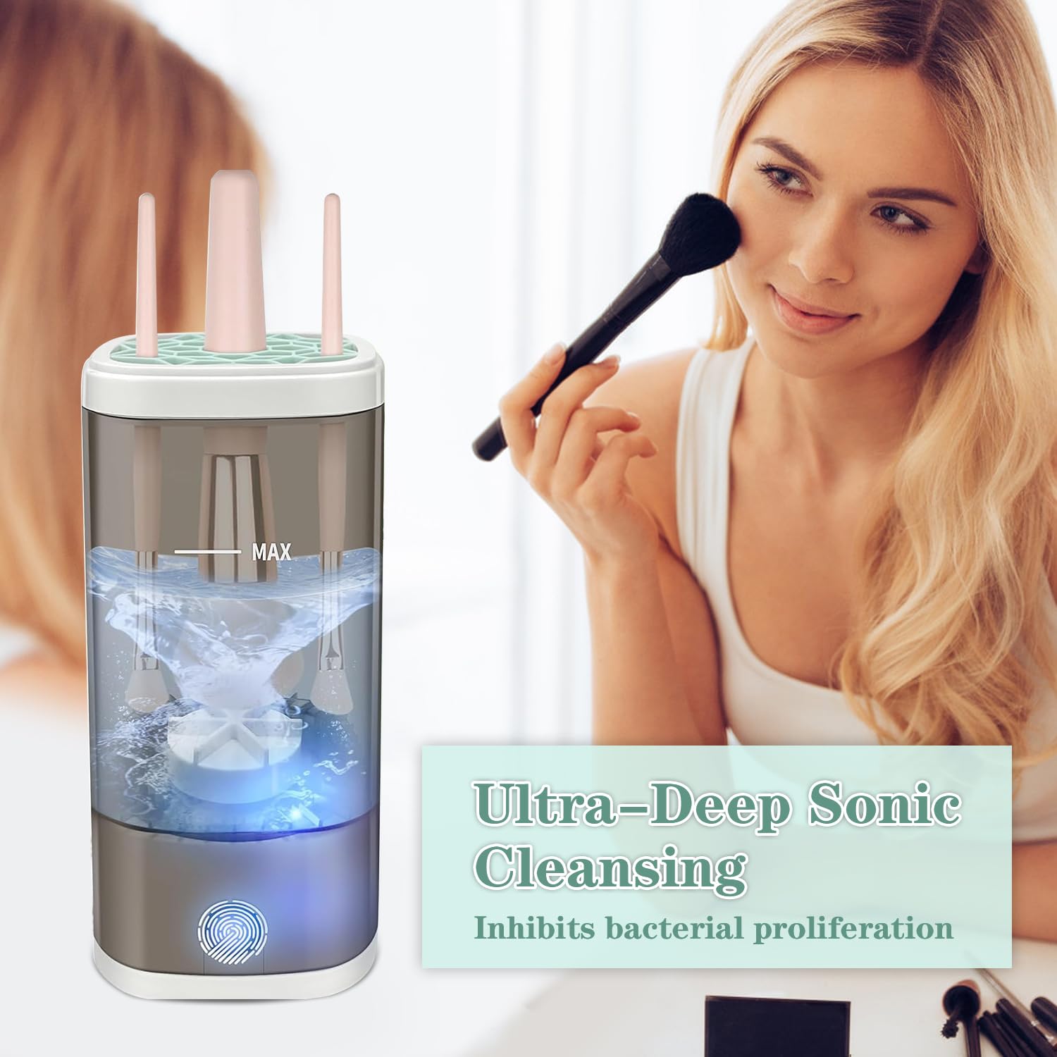 Beauty Swirl Cosmetic Brush Cleaner,Electric Makeup Brush Cleaner Machine, Automatic Spinning Makeup Brush Washer ， USB Powered (Type-C) Quick Efficient for Deep Cleaning All Size Brushes（Black）