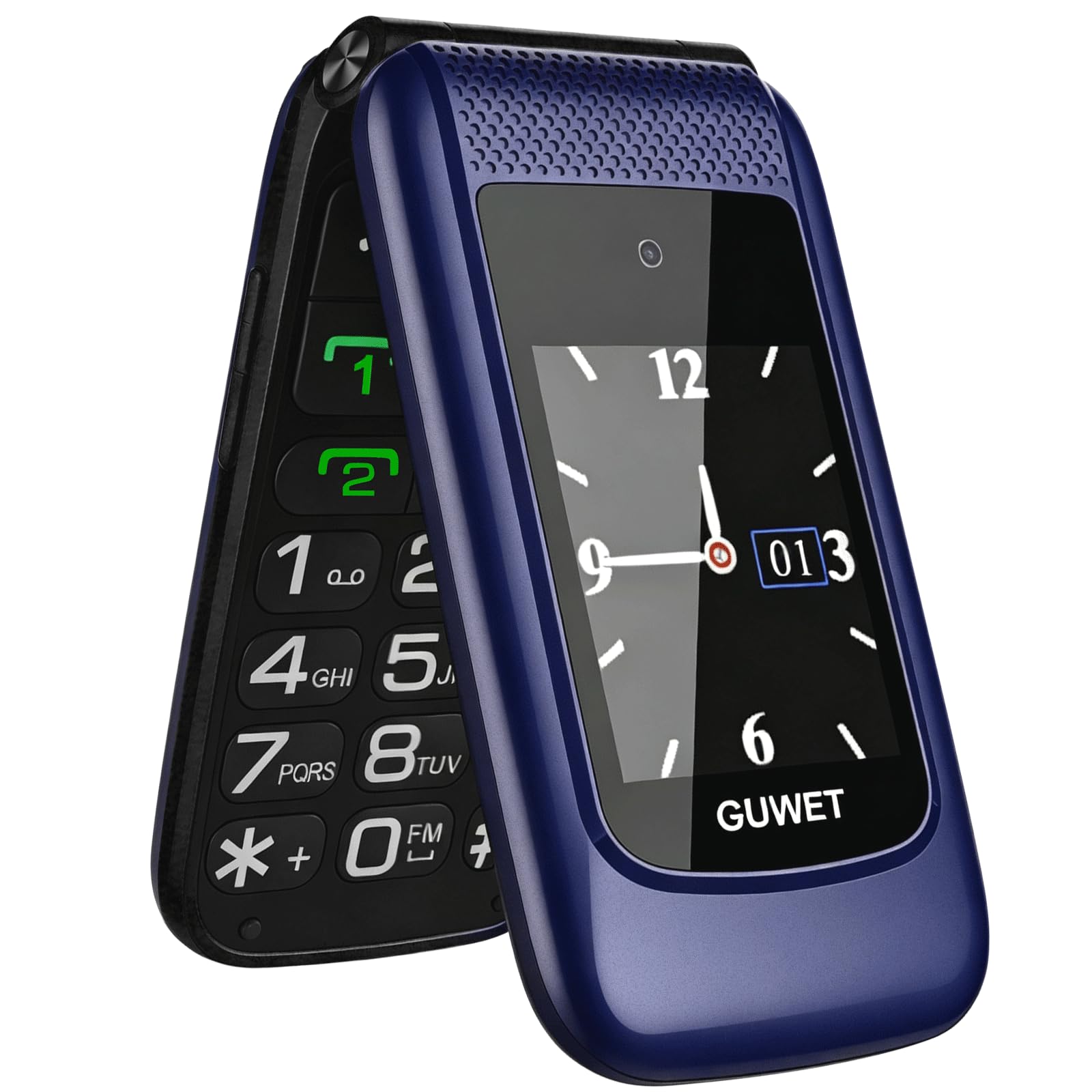 Guwet Seniorenhandy Klapphandy ohne Vertrag,Dual SIM 2G GSM mit SOS-Notruftaste,Rentner Handy Großen Tasten mit 1600mAh Akku,USB-C,2.4"+1.77" Dual Display,Schwarz