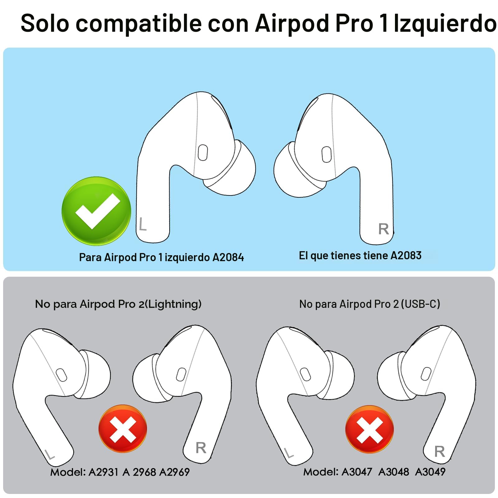 Apple AirPods Pro A2084 純正 Lightning Amazon.com: Auricular original OEM A2084 para oreja izquierda de