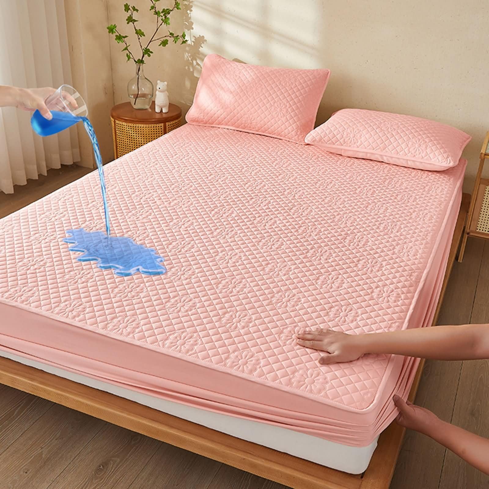 Drap-housse 200x200 cm fleuri rose pour une chambre parentale apaisante