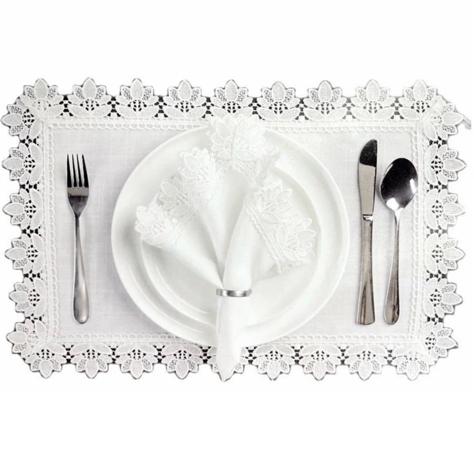 Tovaglioli Di Stoffa 12 pezzi tovaglioli di pizzo tovagliolo da cocktail con orlo a giorno bianco for tovaglioli di pizzo in lino da tavola for feste di matrimonio tovagliolo da tavola in cotone Tovag