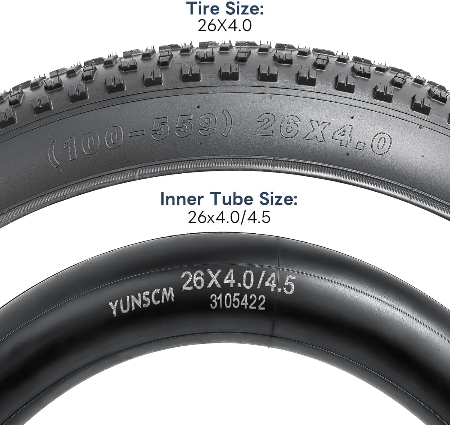 YUNSCM 26" Mountain Fat Bike Tire 26x4.0/100-559 Compatible with Mountain E-Bike 26 x 4 26 x 4.0 E-Bike Bicycle Tire