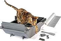 Pet Zone Smart Scoop Self-Cleaning Cat Litter Box - Semi-Automatic with 18 Bags, Odor Control for 2 Cats 6-16 lbs