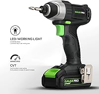 Vista 2 de GALAX PRO Impact Driver - Controlador inalámbrico hexagonal de iones de litio de 20 V de 1/4 pulgadas con luz de trabajo LED, 6 puntas