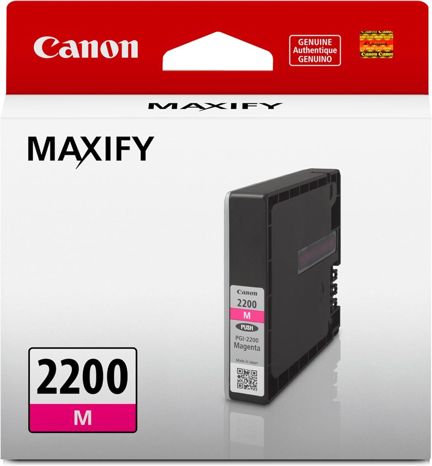 Canon PGI-2200 Genuine Magenta Ink Tank, Compatible with IB4120, MB5420, MB5120, IB4020, MB5020, and MB5320 Printers