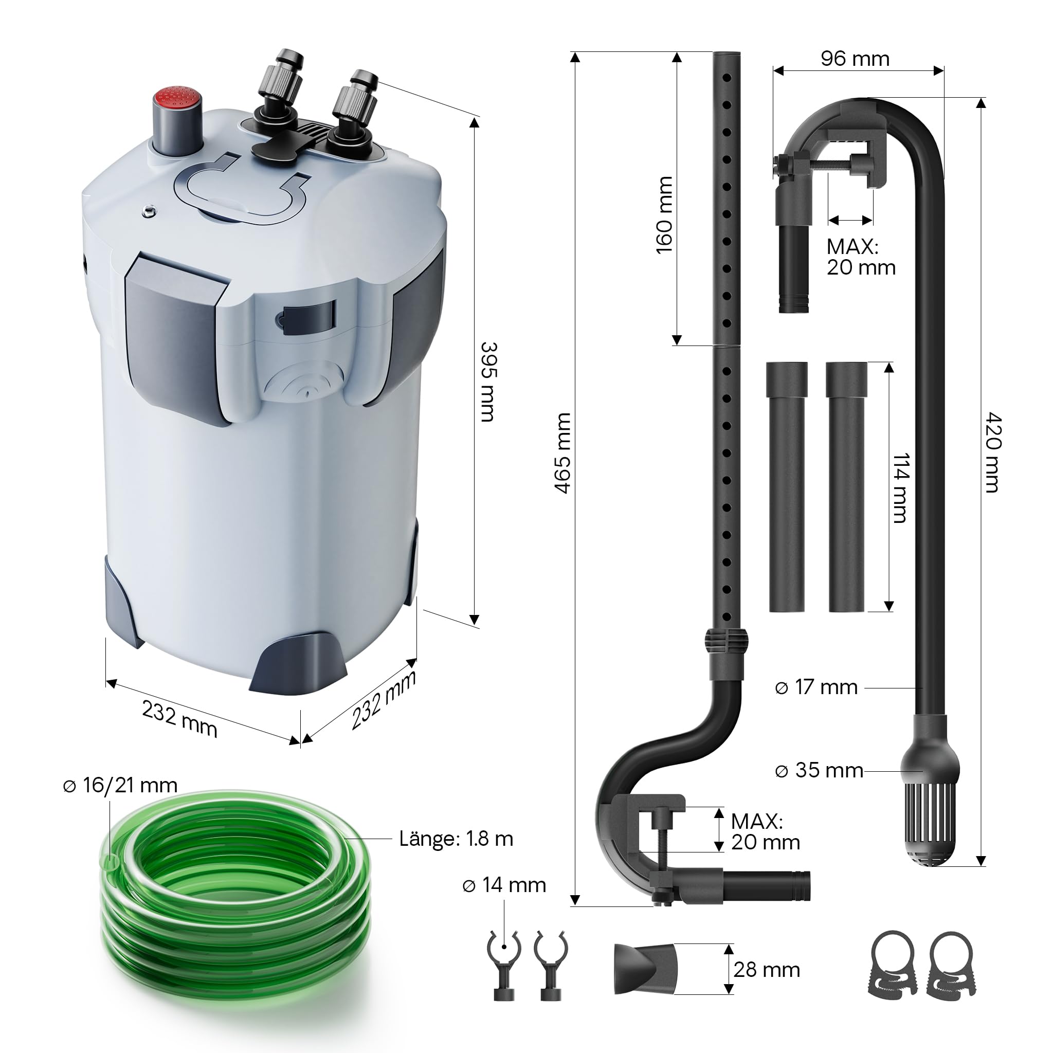 SunSun HW-402B Aquarium Außenfilter 1000 L/h mit 9 W UVC Klärer und 3 Stufen inkl Filtermaterial, Filtemedien, Filterpumpe
