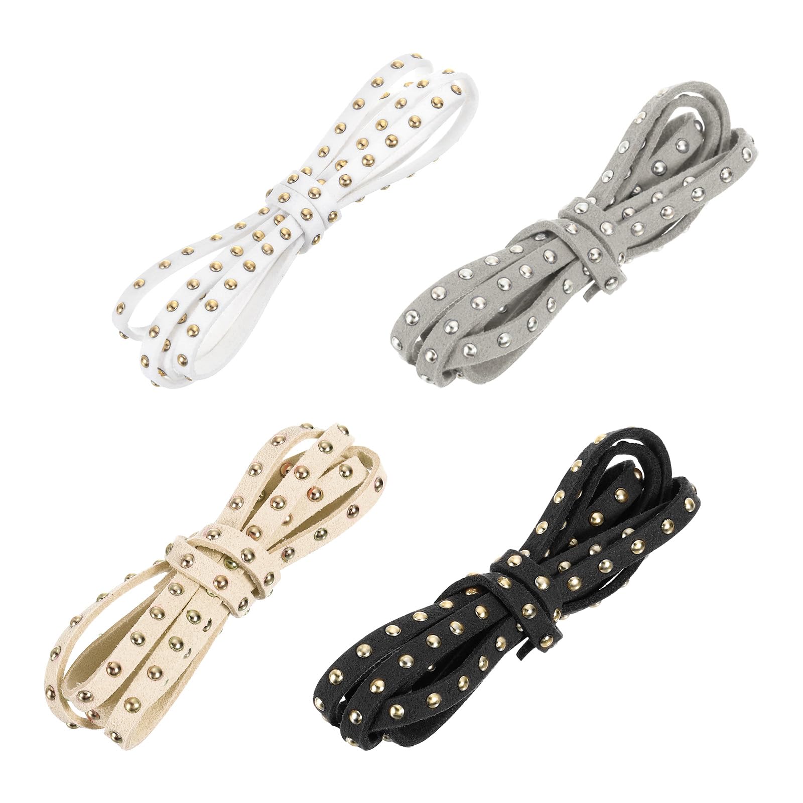 Cordon en similicuir daim avec rivet 5mm clouté pour colliers et bracelets (4 couleurs, 18m)