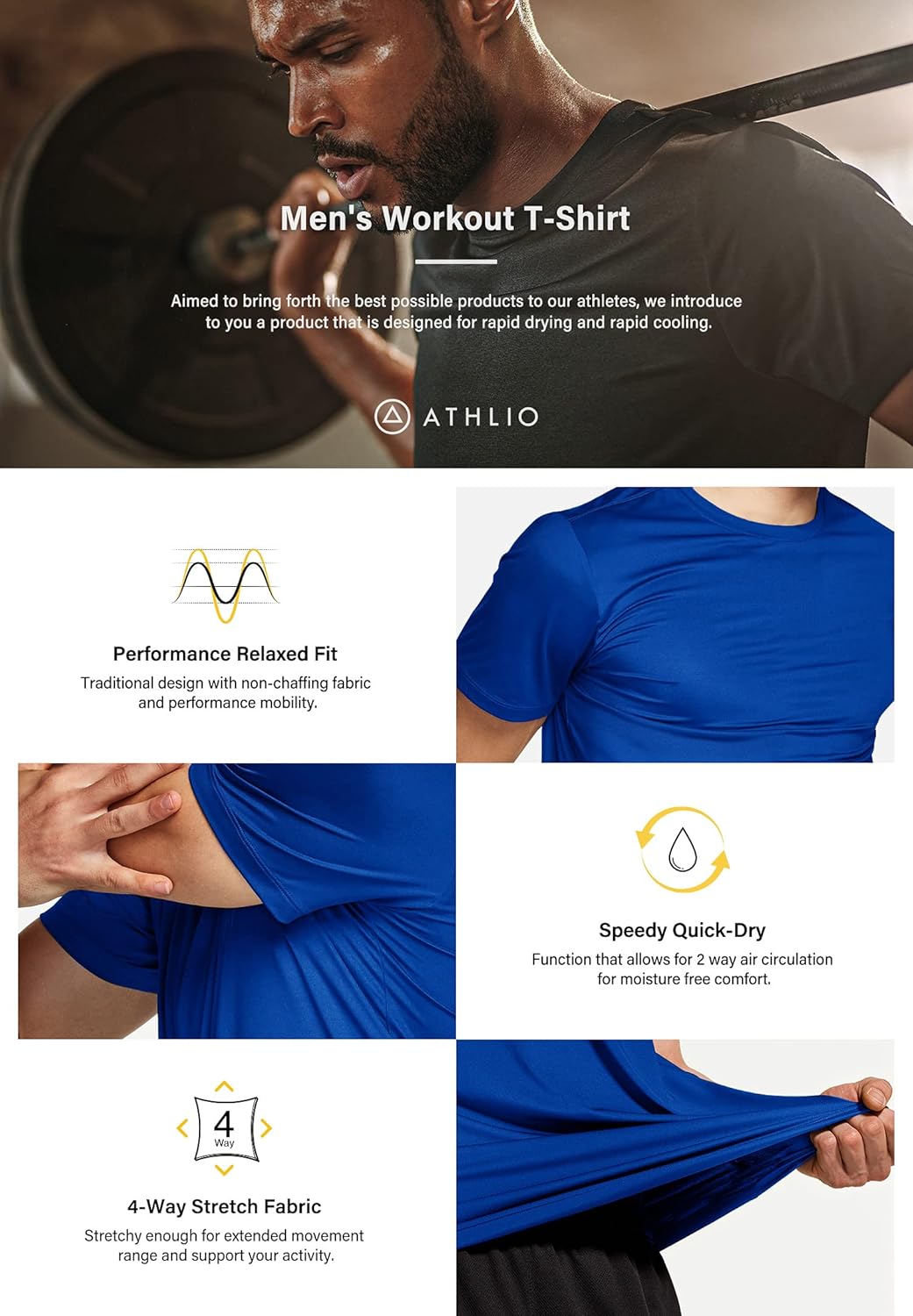 ATHLIO 2 or 3 Pack Men's Workout Running Shirts, Sun Protection Quick Dry Athletic Shirts, Short Sleeve Gym T-Shirts : Clothing, Shoes & Jewelry