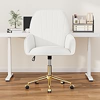 Vista 7 de Silla de escritorio para oficina en casa cómoda con ruedas ajustables y giratorias, silla moderna de terciopelo para maquillaje con respaldo