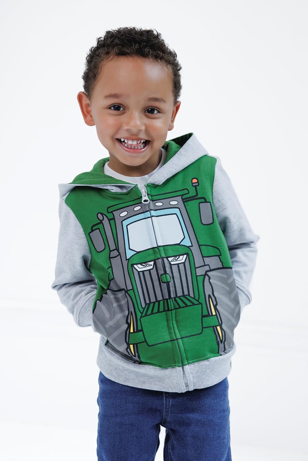 John Deere Tractor Fleece Zip Up Hoodie Toddler to Little Kid Sizes (2T - 7) - Image 2