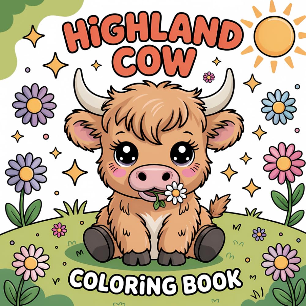 Highland Cow Coloring Book: Beautiful and Cute Scottish Cows Bold and Simple Illustrations for Relaxation and Creativity