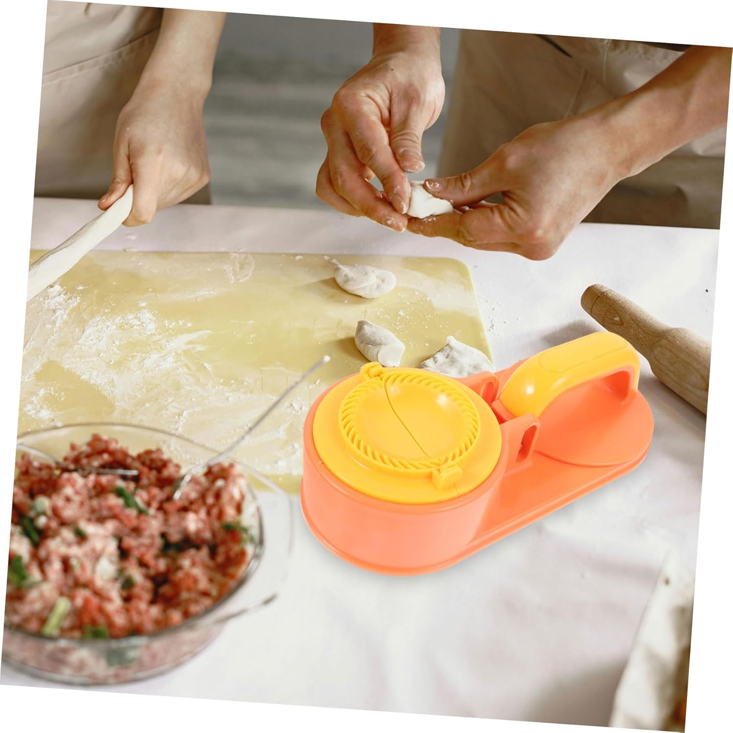 1Set Kitchen Dough Presser Labor Saving Dumpling Skin Maker Mold Multi Functional Handheld Tool for Effortless Dumpling and Wrap Preparation Bright